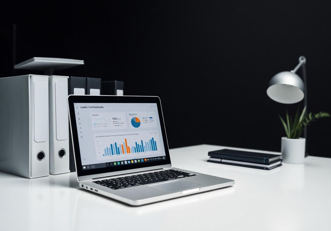 Compliance reporting dashboard on a laptop